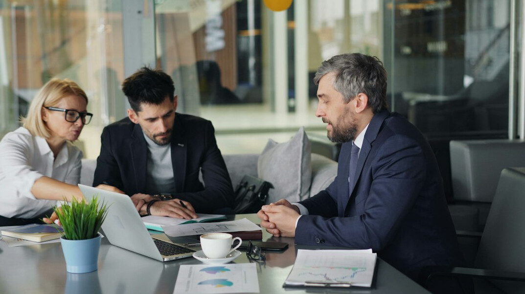 business team discussing application