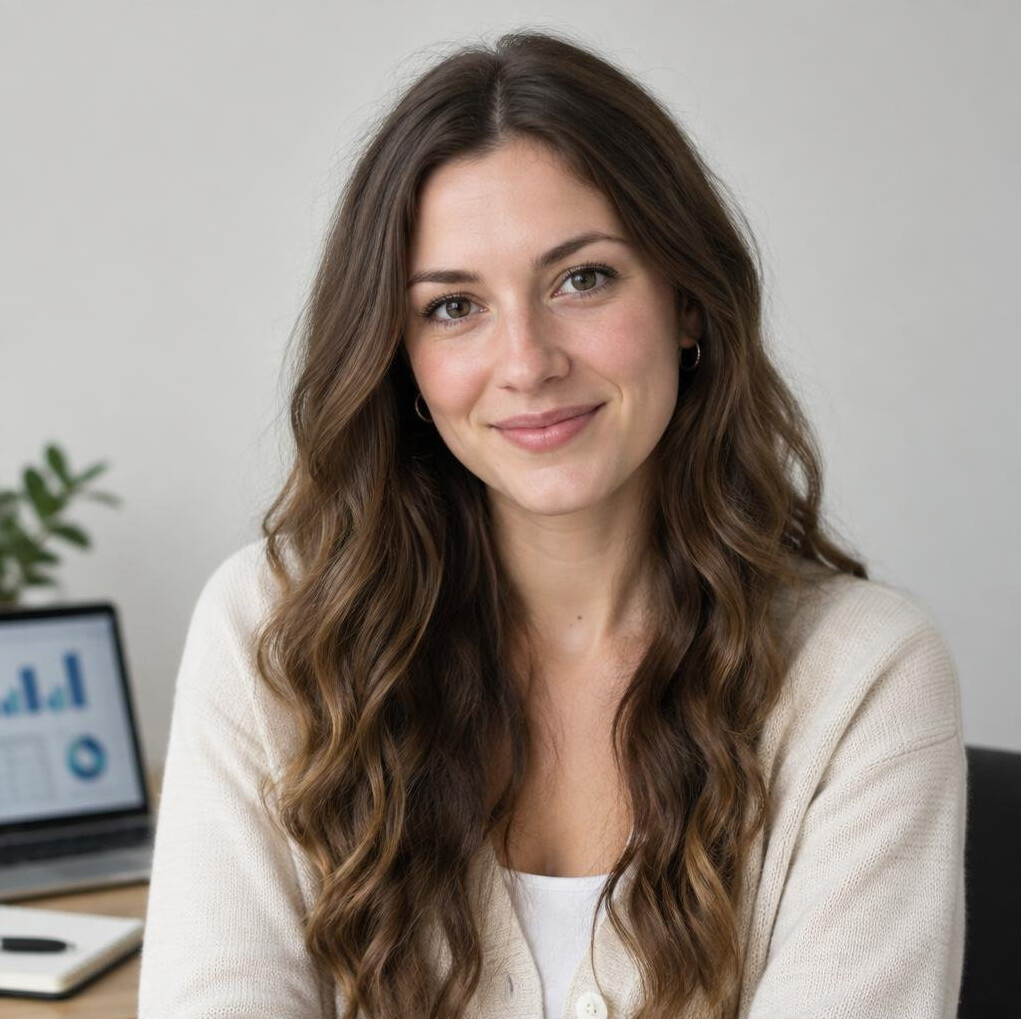 Portrait of a woman with long hair smiling